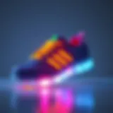 Vibrant Design of Illuminated Sports Shoe Illuminated sports shoe design showcasing vibrant colors.