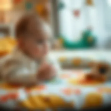 Infant engaging on a soft play mat with stimulating patterns