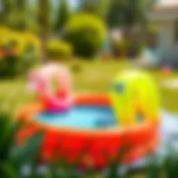 Vibrant inflatable pool in a sunny backyard setting