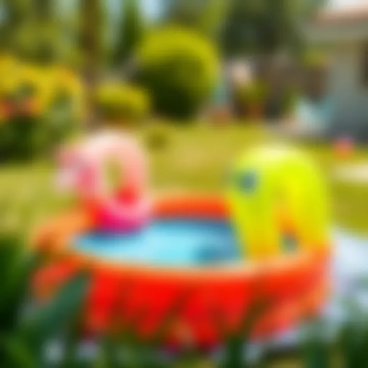 Vibrant Inflatable Pool Vibrant inflatable pool in a sunny backyard setting