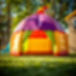 Colorful inflatable tent set up for children's play
