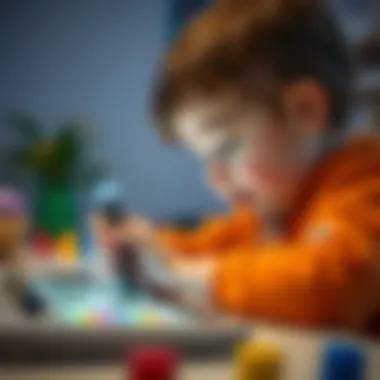 A child using an electronic pen for interactive play