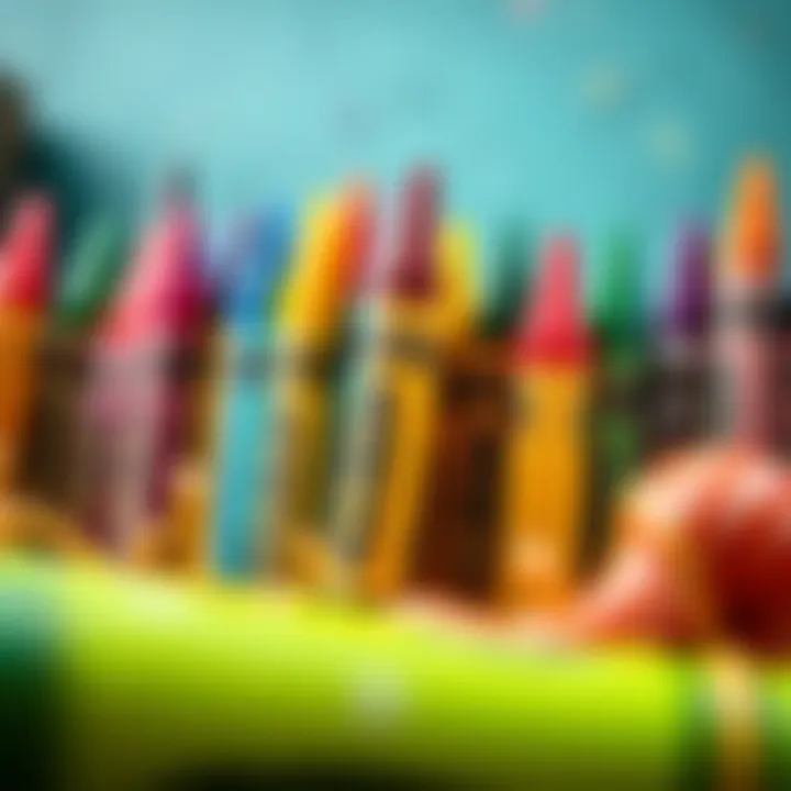 Colorful display of jumbo crayons promoting creativity
