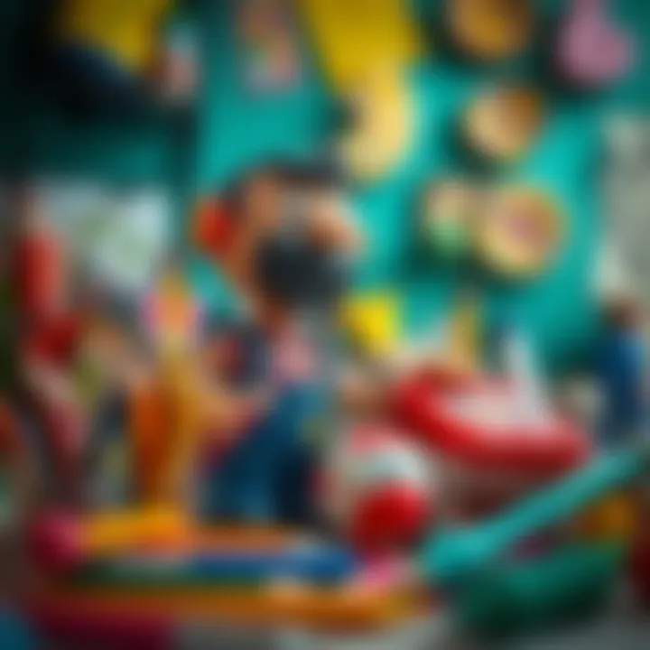 Parents choosing art supplies for child development