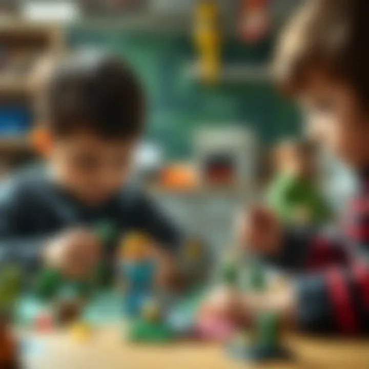 Children engaged in crafting Minecraft figures with enthusiasm