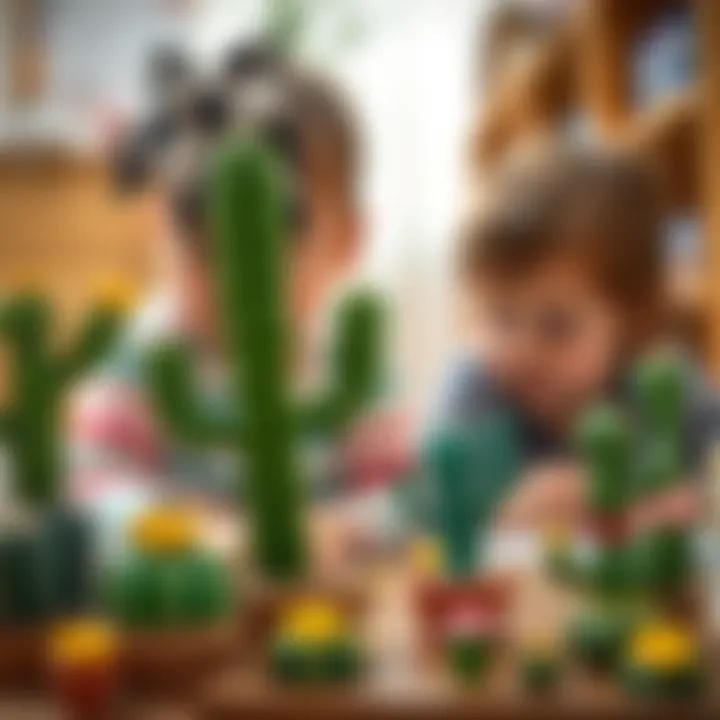 Children playing with cactus-shaped educational toys
