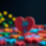 Colorful heart-shaped puzzles enhancing cognitive skills.