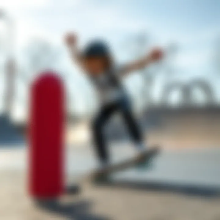 Person practicing skateboard tricks at a skate park