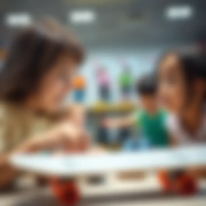 A family selecting a skateboard from a variety of models