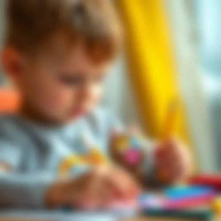 Child's Artistic Expression of a Cat A child drawing a cat with vibrant colors, showcasing their imagination.