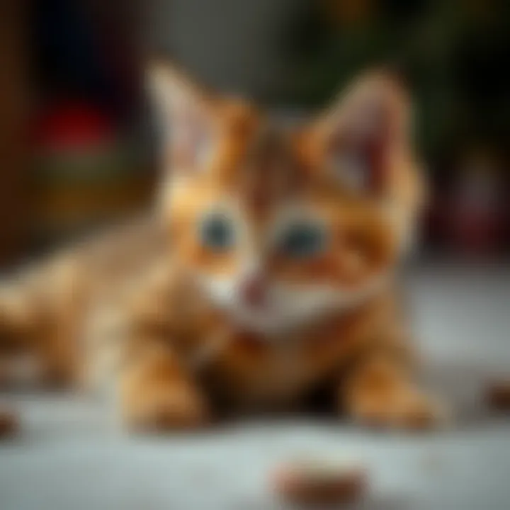 Cats and Feather Toys: A Playful Interaction A lively cat playing with a feather toy