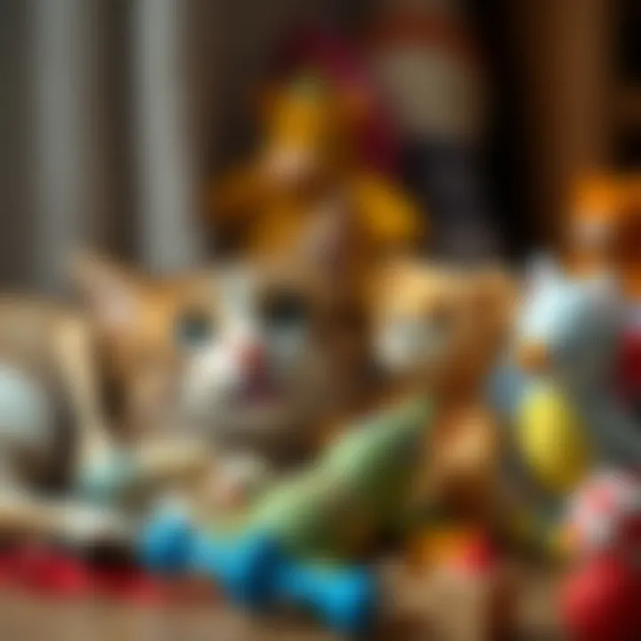 The Importance of Play: Cats and Their Toys A cat lounging next to a collection of toys