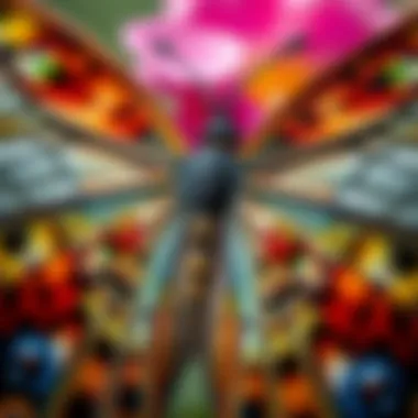 Close-up of intricate designs on butterfly wings