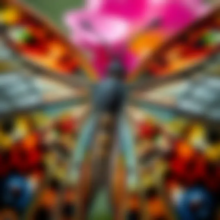 Close-up of intricate designs on butterfly wings