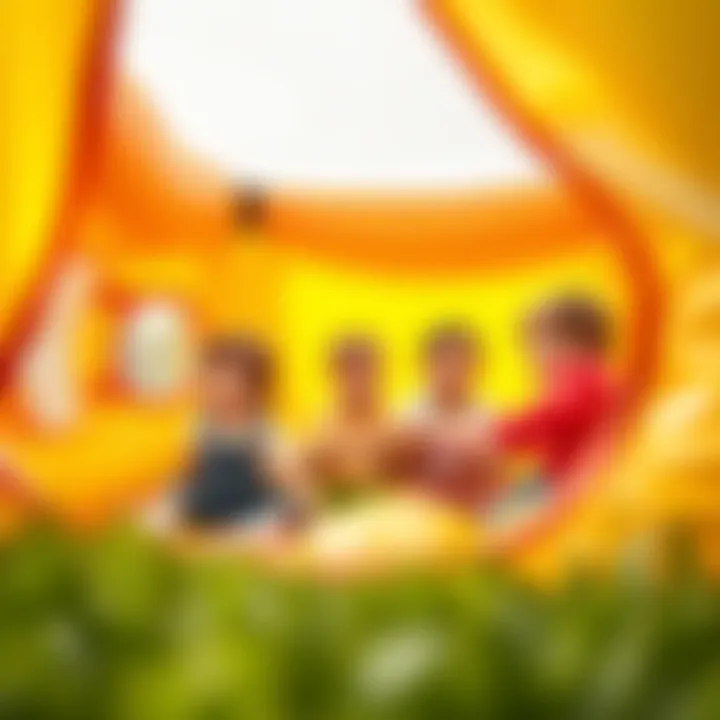 Children enjoying games inside an inflatable tent