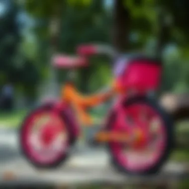 Colorful bicycle designed for girls in a park