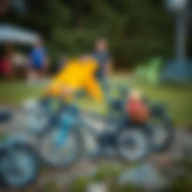 Creative playtime with bicycles in an outdoor setting