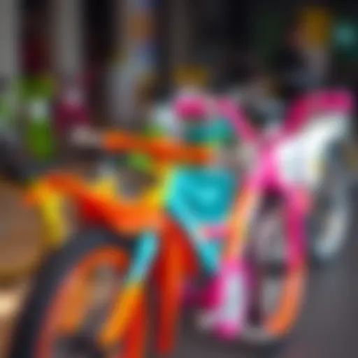 Brightly colored bicycles designed for girls