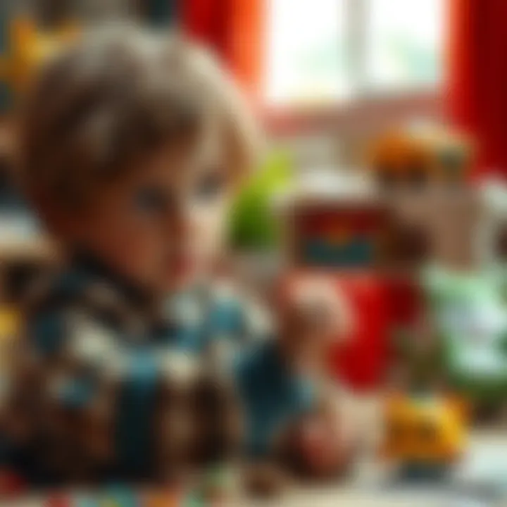 Child playing with a handmade toy