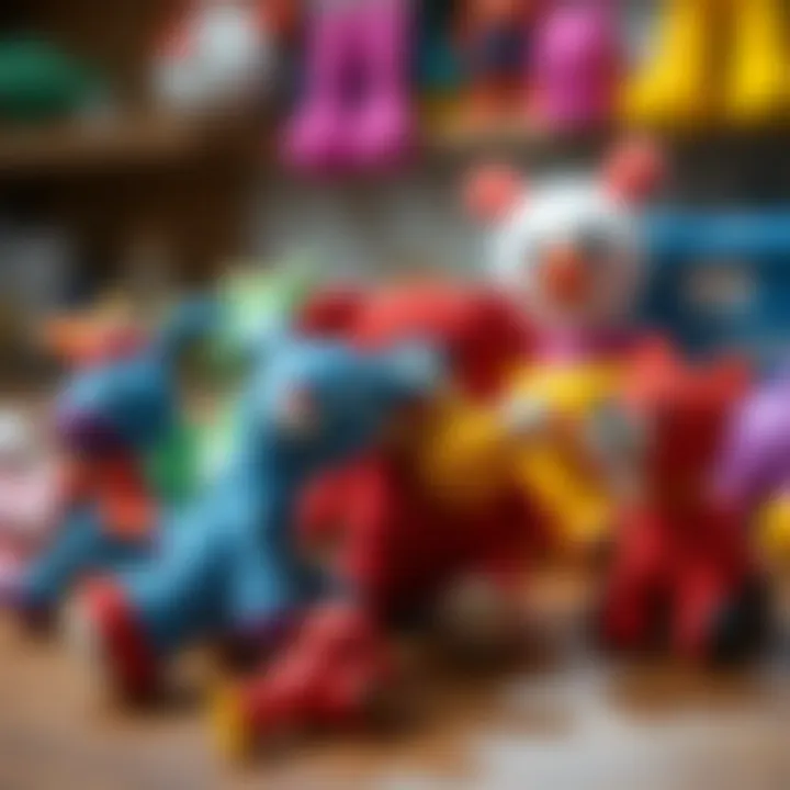 Colorful handmade toys on a table