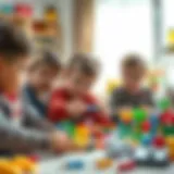 A diverse group of children engaging in play with educational toys that promote development.