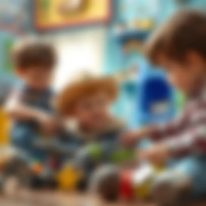 Children playing with cowboy toys in a vibrant setting