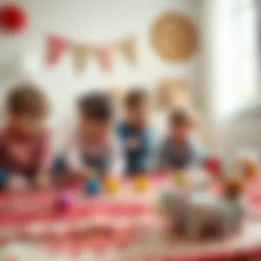 Joyful Playtime with Kral Şakir Children playing on a vibrant Kral Şakir rug