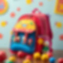 Kral Şakir school bag design showcasing vibrant colors and cartoon characters.