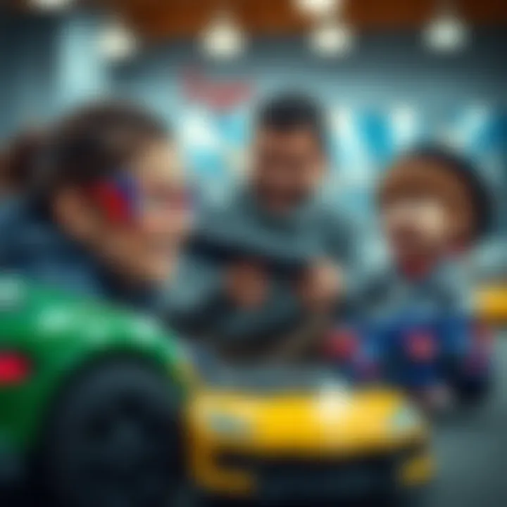 Parent and Child Choosing the Right Remote Control Car Parent and child selecting a remote control car