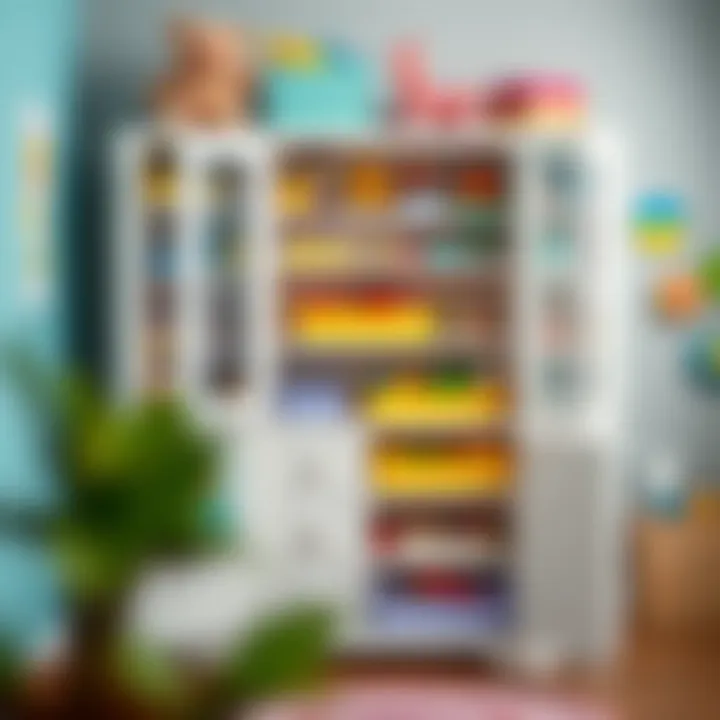 Organized toy cabinet promoting child development