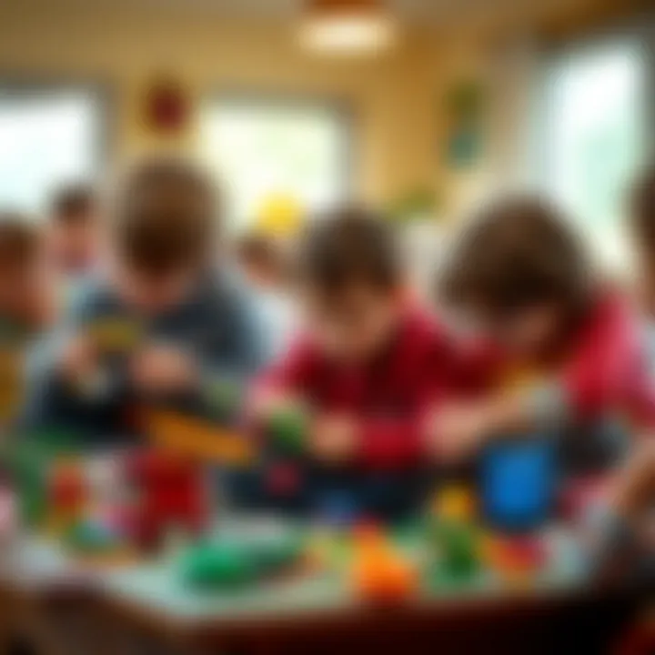 Children playing and constructing with LEGO 10298