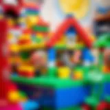 Colorful Lego bricks assembled into a creative structure