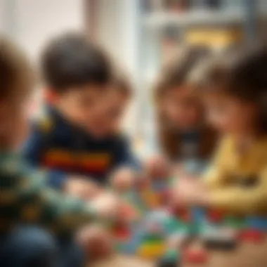 Children engaging in collaborative play with LEGO