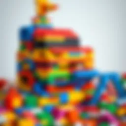 Colorful LEGO bricks assembling a vibrant structure
