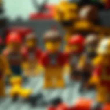 An artist's rendition of the design process for Lego minifigures, showcasing sketches and prototypes.