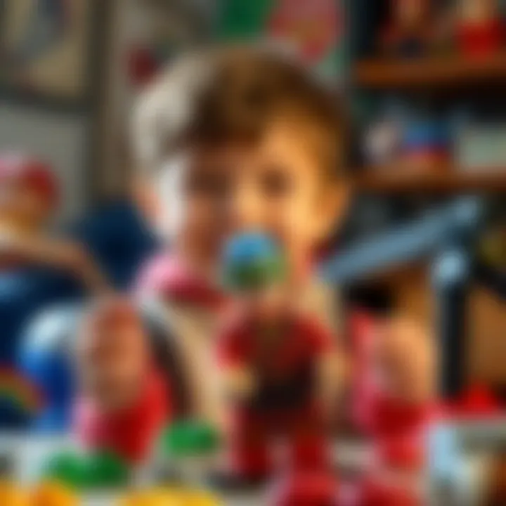 A child presenting their completed LEGO Ninjago creation with pride