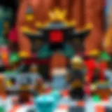 An intricate LEGO Ninjago set showcasing a ninja temple