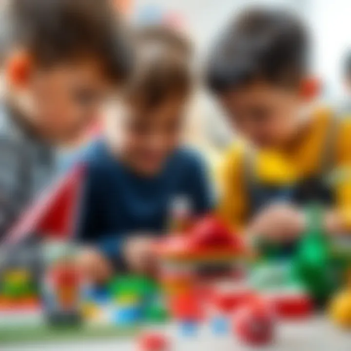 Children engaged in collaborative Lego building activity.