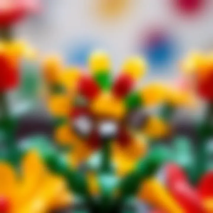Colorful Lego flower design showcasing creativity.