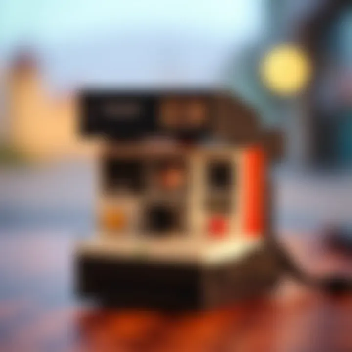 A vintage Polaroid camera capturing a moment