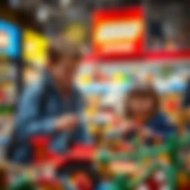 A family exploring the Lego Store together
