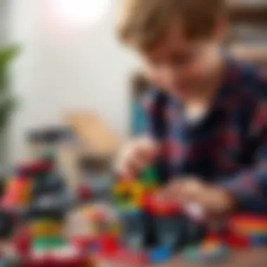 A child engaged in building a Lego Technic model, highlighting creativity and focus