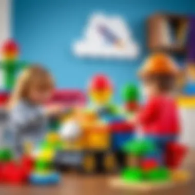 Children developing motor skills with Lego Duplo