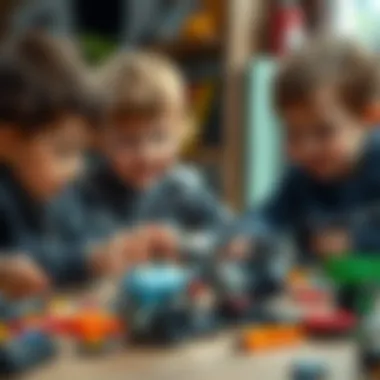 Children Engaged in Creative Play Children playing with model engines, engaging in creative activities