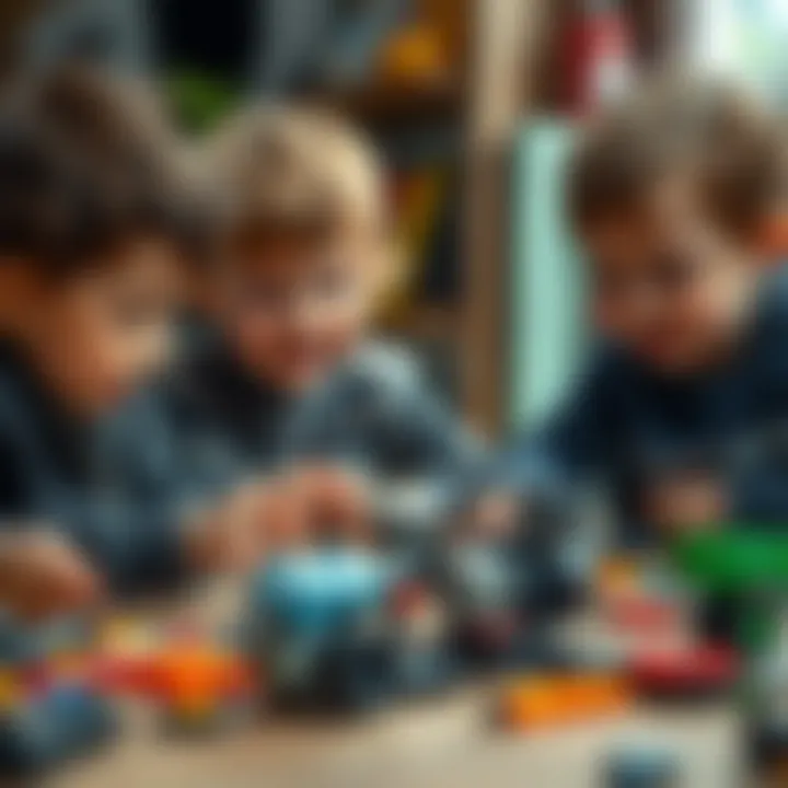 Children Engaged in Creative Play Children playing with model engines, engaging in creative activities