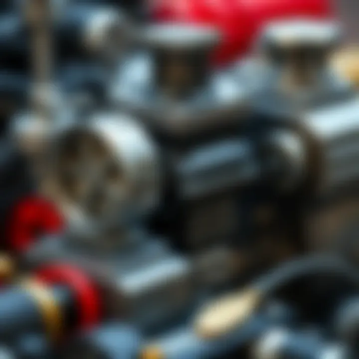 Intricate Parts of Model Engines A close-up of intricate model engine parts highlighting craftsmanship