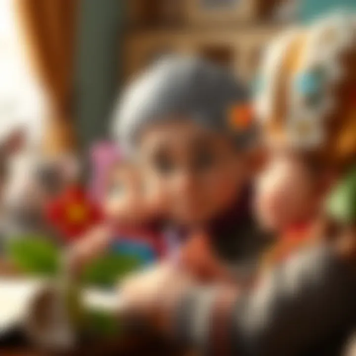 An educational moment highlighting Masha interacting with her wise grandfather.