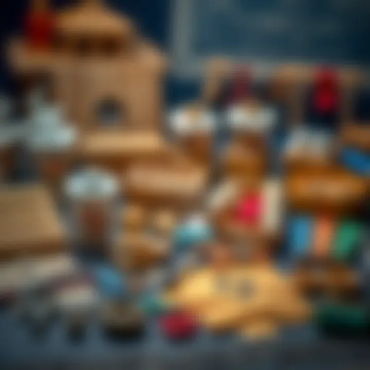 Materials for making decorative boxes laid out neatly