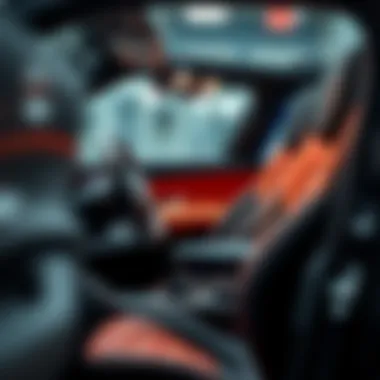 Close-up of the high-end interior of a Mercedes AMG electric car for kids, highlighting luxury features