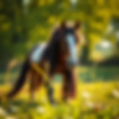 A beautiful pony in a vibrant pasture